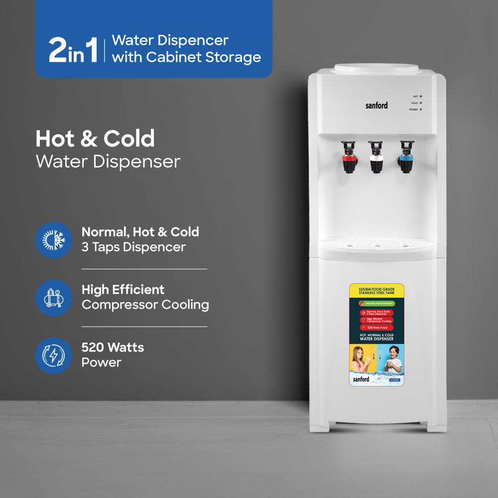 Sanford Top Load Hot,Cold and Normal Water Dispenser with Convenient Storage Cabinet | SF1403WD