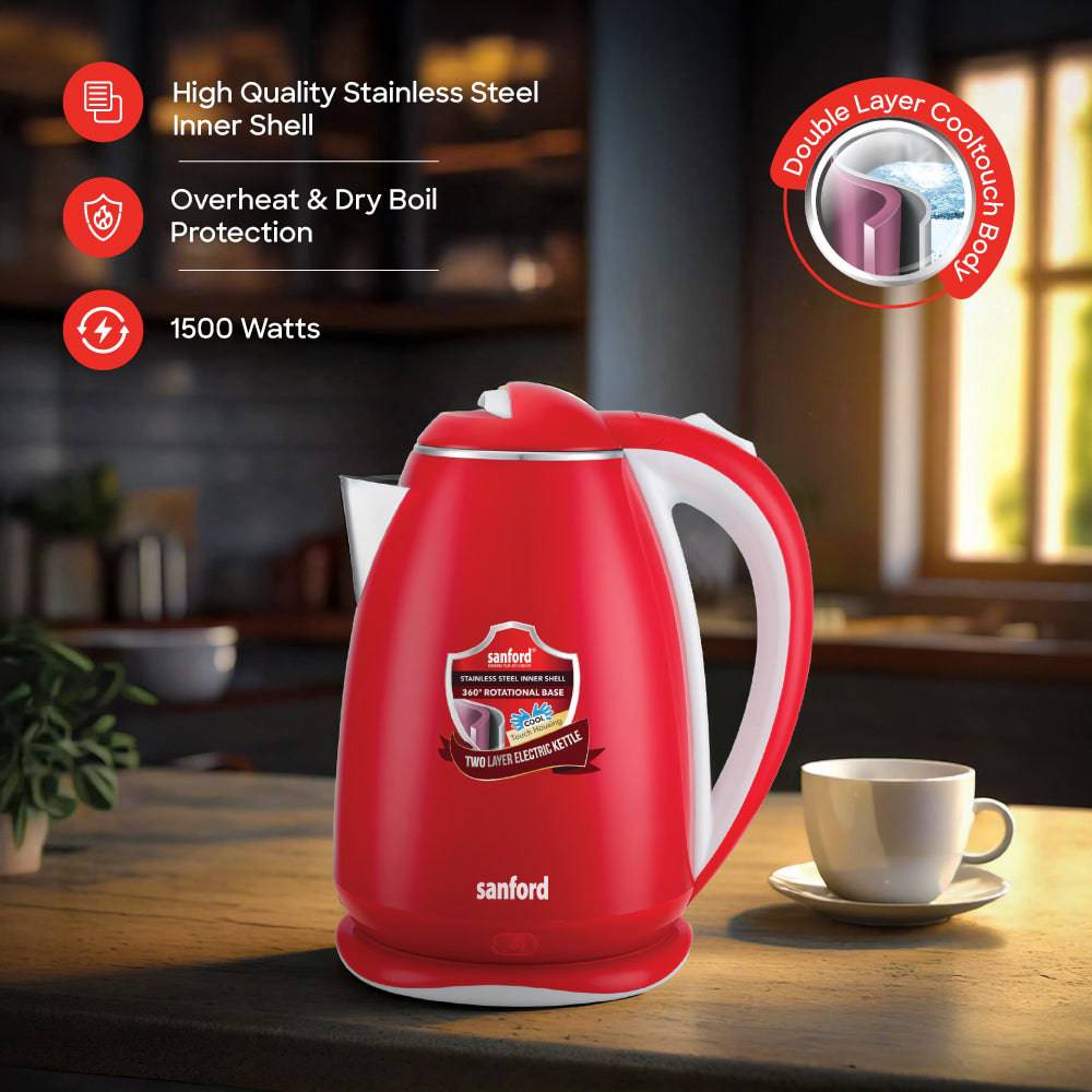 Sanford 1.8 L Double Layer Cordless Electric Kettle | SF1880EK - SANFORD MIDDLE EAST DWC L.L.C