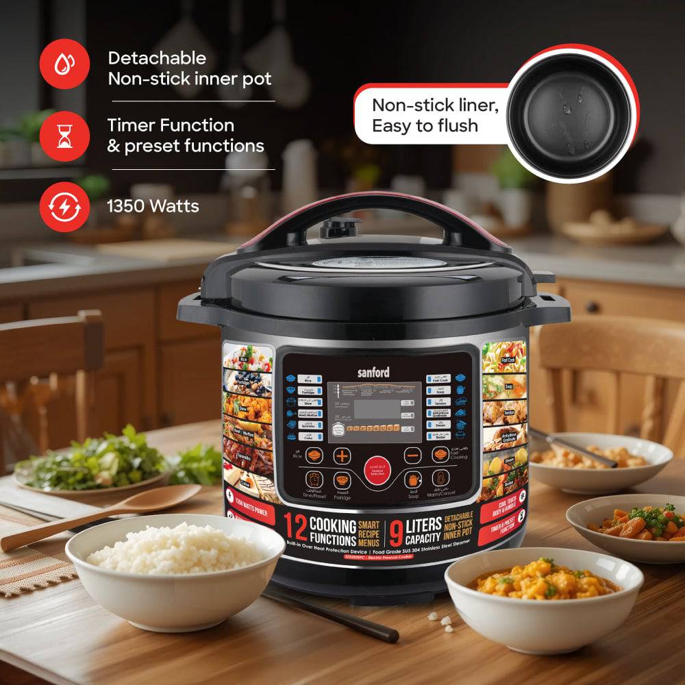 Sanford 9L Electric Pressure Cooker with multi function | SF3202EPC - SANFORD MIDDLE EAST DWC L.L.C