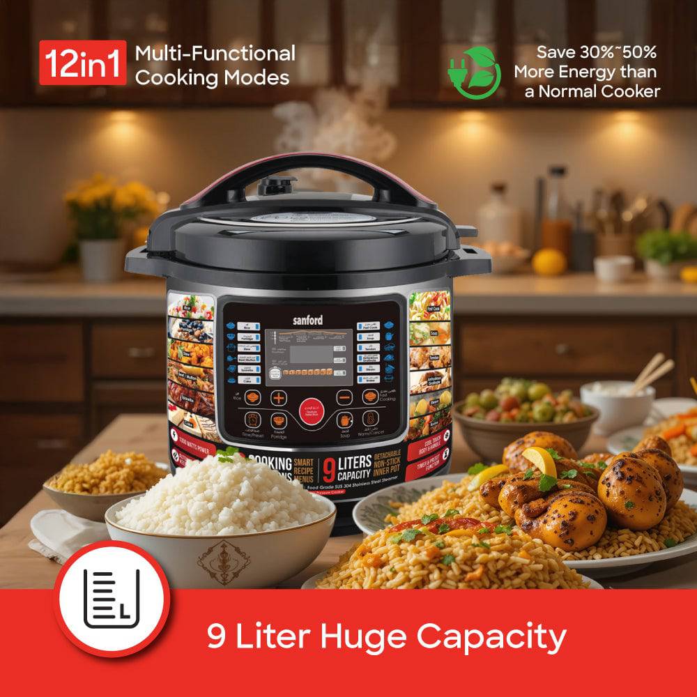Sanford 9L Electric Pressure Cooker with multi function | SF3202EPC - SANFORD MIDDLE EAST DWC L.L.C