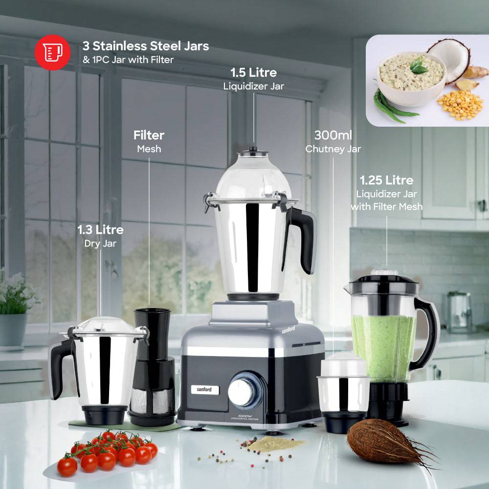 Sanford 5 in 1 Multifunctional Mixer Grinder With Power full 1000W Motor | SF5913GM - SANFORD MIDDLE EAST DWC L.L.C