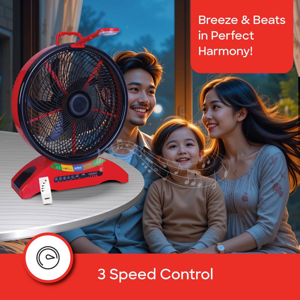 Sanford 14 inch Rechargeable fan with Led |SF918RTF - SANFORD MIDDLE EAST DWC L.L.C