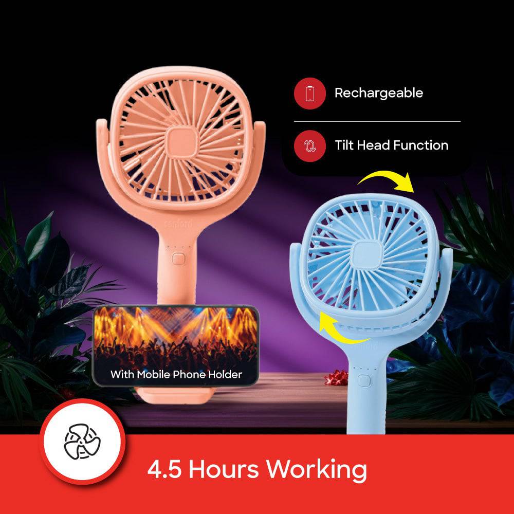 Sanford 4 inch Rechargeable Hand Fan with stand | SF936HFN - SANFORD MIDDLE EAST DWC L.L.C