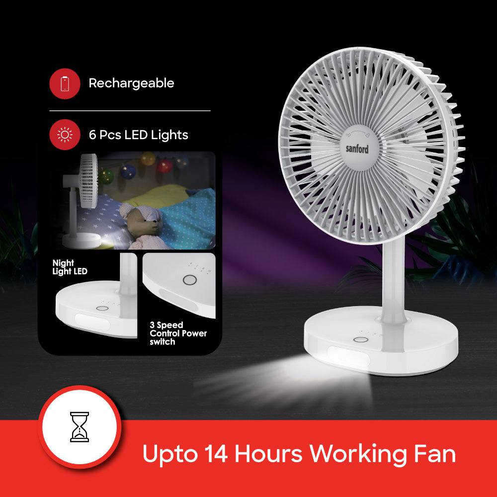 Sanford Rechargeable Mini Stand fan with Led |SF6667MFN - SANFORD MIDDLE EAST DWC L.L.C